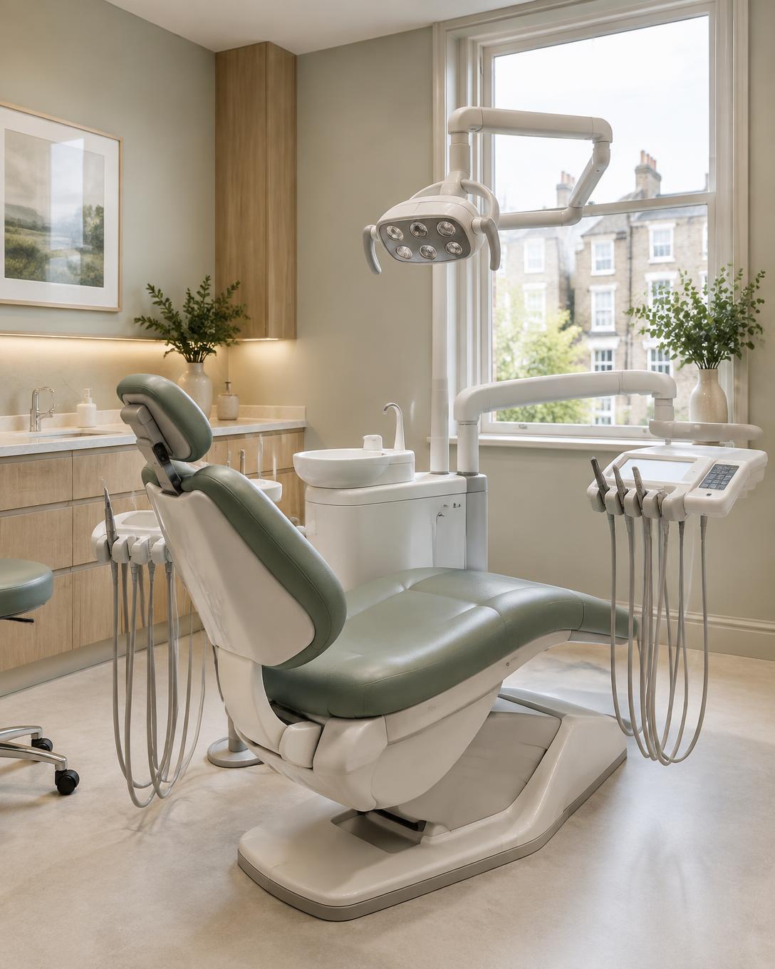Contemporary dental surgery with treatment chair