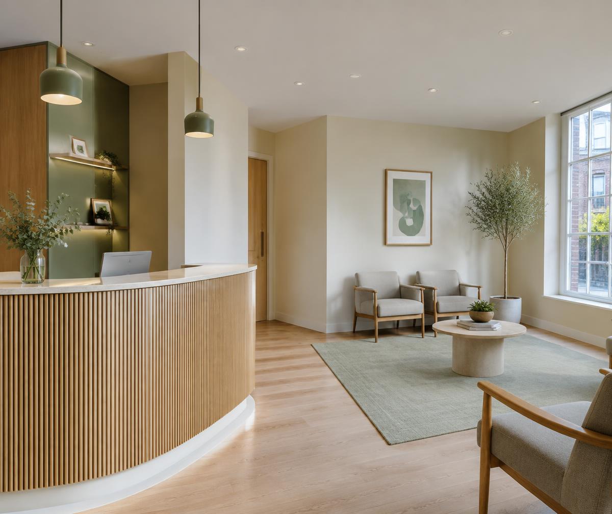 A calm, welcoming dental reception interior